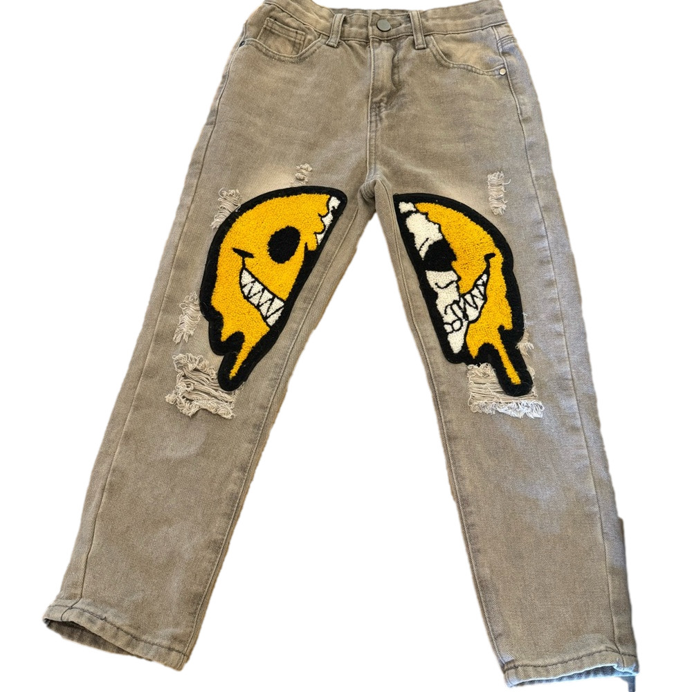 Kids Gray Jeans with Yellow Graphic